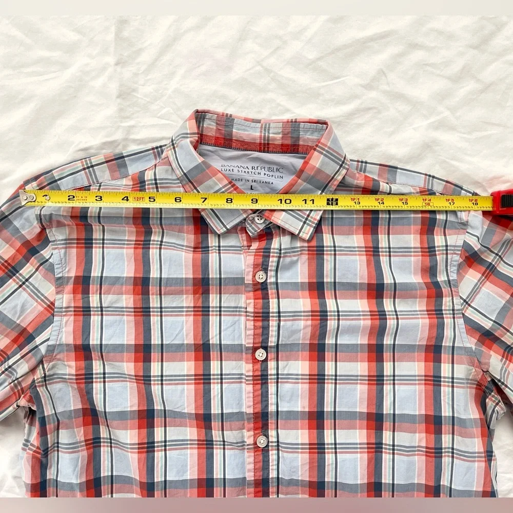 Banana Republic Mens Button Long Sleeve Shirt | Luxe Stretch Poplin | Size L